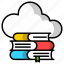 cloud library, database, cloud book, cloud education, online library, cloud computing, internet icon 