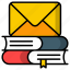 educational email, academic mail, communication, correspondence, letter, report, achievement icon 