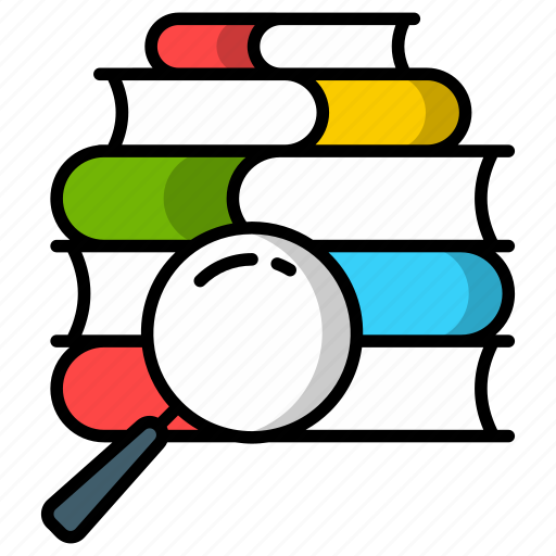 Search of knowledge, research, find, magnifier, explore, analysis, books icon icon - Download on Iconfinder