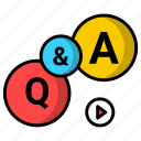 questions and answers, faq, qna, information, application, interview icon 