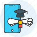 online degree, diploma, graduation, certificate, course, faculty, achievement icon icon