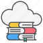 cloud library, database, cloud book, cloud education, online library, cloud computing, internet icon icon 
