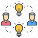 sharing ideas, interaction, communication, discussion, socialization, exchange, transfer information icon icon