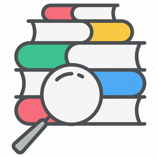 Search of knowledge, research, find, magnifier, explore, analysis, books icon icon icon - Download on Iconfinder
