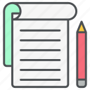 student notes, notepad, notebook, lecture, record, documents, file icon icon