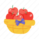 fruit basket, apples basket, apples bucket, malus, healthy food