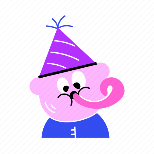 Party blower, birthday boy, birthday guy, birthday celebration, party boy sticker - Download on Iconfinder