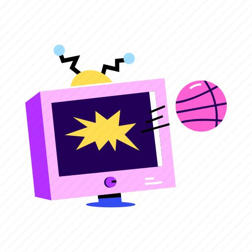 Basketball match, online match, basketball game, monitor, online sports sticker - Download on Iconfinder