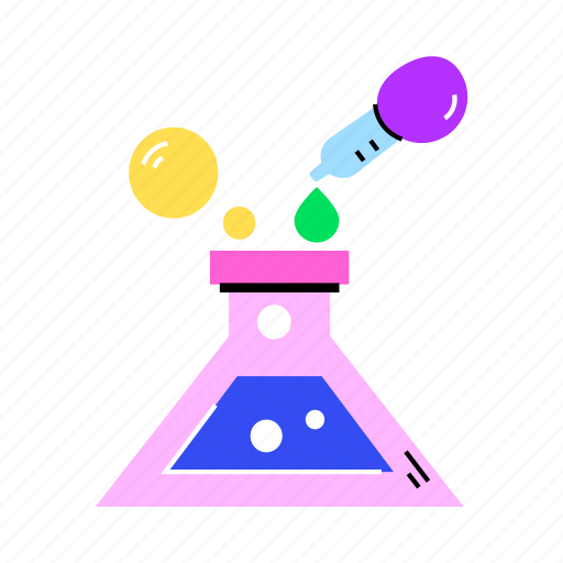 Chemical experiment, chemical test, chemical reaction, lab experiment, chemical flask sticker - Download on Iconfinder