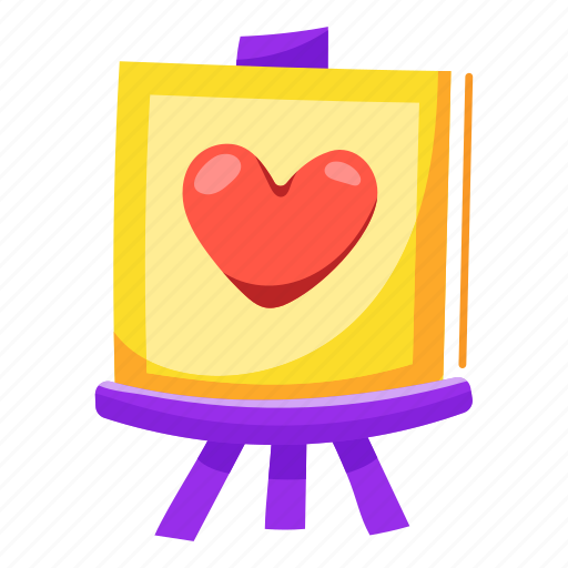 Heart painting, canvas, romantic painting, easel, love painting sticker - Download on Iconfinder