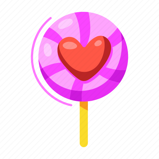 Sweet lolly, heart lollipop, sweetmeat, confectionery, candy stick sticker - Download on Iconfinder