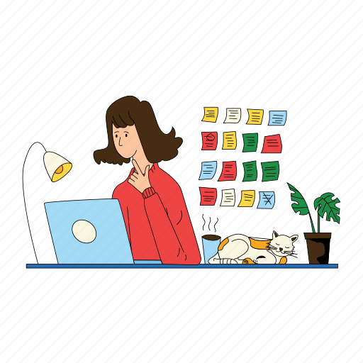 Work, from, home, study, laptop, remote illustration - Download on Iconfinder