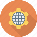 browser, cog, globe, internet, setting, wheel, world icon