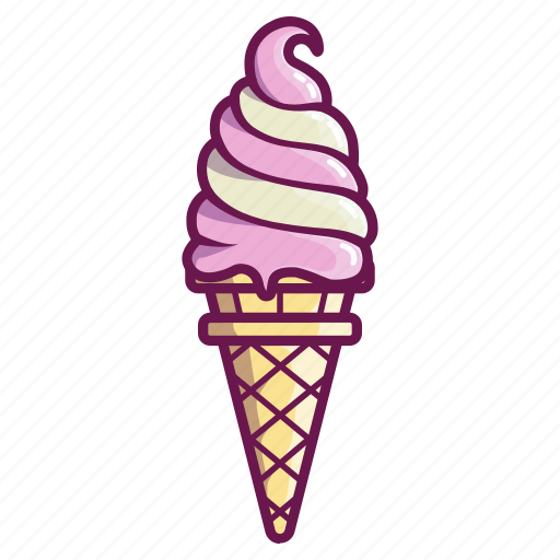 Ice cream, cone, strawberry, vanilla, layer, lineal, color icon - Download on Iconfinder