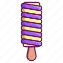 ice cream, ice pop, popsicle, fruit, flavor, purple, vanilla, lineal, color 