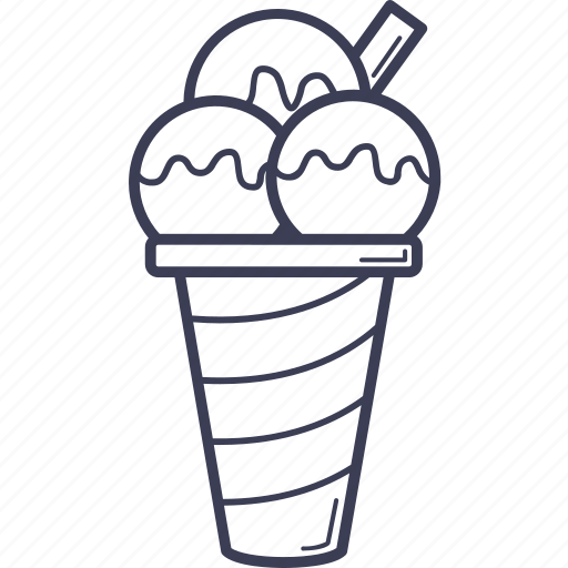 Ice cream, ice, cream, outline, stroke, line, scoops icon - Download on Iconfinder