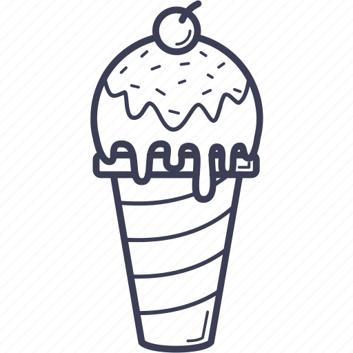 Ice cream, outline, stroke, scoop, cherry, ice, cream icon - Download on Iconfinder