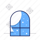 snow, window, winter 