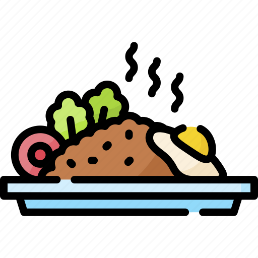 Fried, rice, food, linear, restaurant icon - Download on Iconfinder