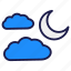 night, moon, weather, cloud, forcast, sleep, cresent, rain, star 