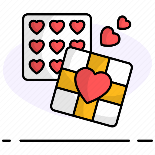 Chocolate box, chocolate, gift, sweet, valentine, heart, box icon - Download on Iconfinder