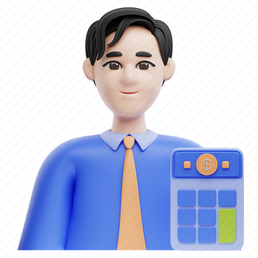 Accounting, male, calculator, calculation 3D illustration - Download on Iconfinder