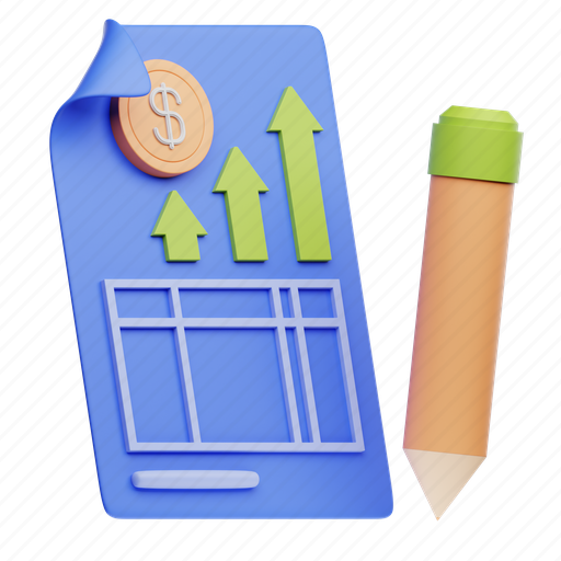 Income, statement, report, money, business, analytics 3D illustration - Download on Iconfinder