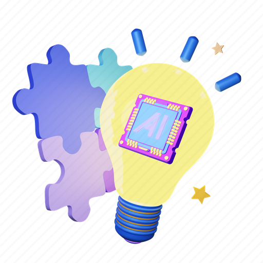 Business, solution, idea, ai, creative, bulb 3D illustration - Download on Iconfinder