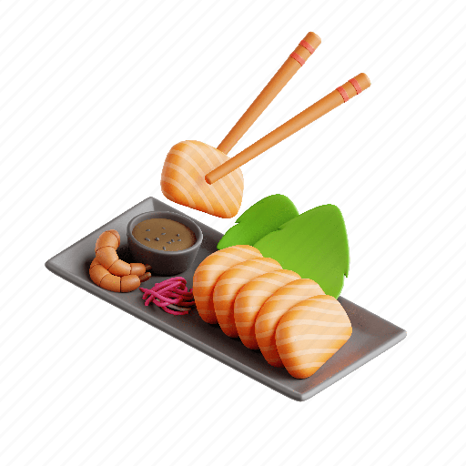 Sashimi, salmon, tuna 3D illustration - Download on Iconfinder
