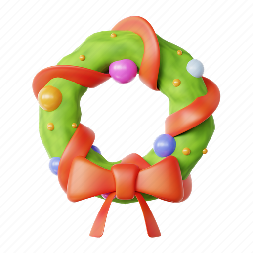 Wreath, holiday, laurel, christmas, decoration, celebration 3D illustration - Download on Iconfinder