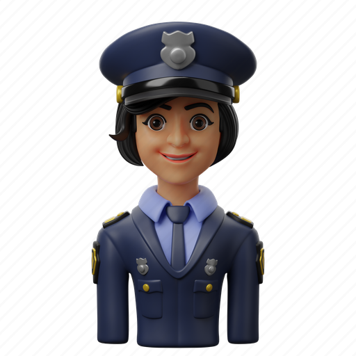 Female, police, officer, professions, professional, person, profile 3D illustration - Download on Iconfinder