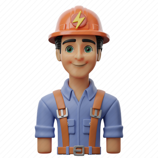 Male, electrician, professions, professional, person, profile, avatar 3D illustration - Download on Iconfinder