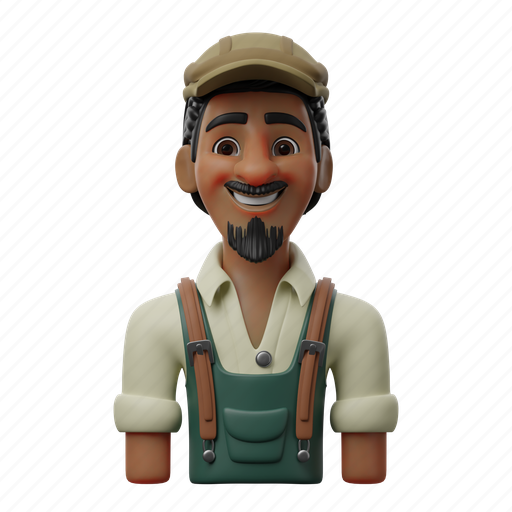 Male, farmer, professions, professional, person, profile, avatar 3D illustration - Download on Iconfinder