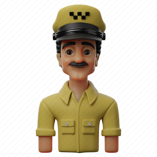 Male, taxi, driver, professions, professional, person, profile 3D illustration - Download on Iconfinder