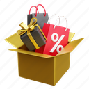 shopping box, discount, sale, shopping, black friday 