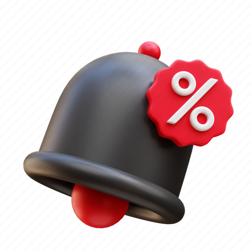 Bell, notification, sale, discount, black friday 3D illustration - Download on Iconfinder