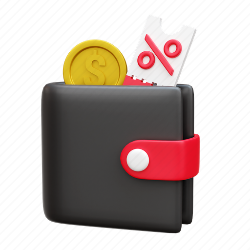 Wallet, payment, money, discount, black friday 3D illustration - Download on Iconfinder