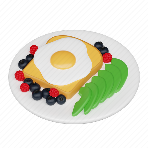 Egg, avocado, berries, healthy, food, fresh 3D illustration - Download on Iconfinder