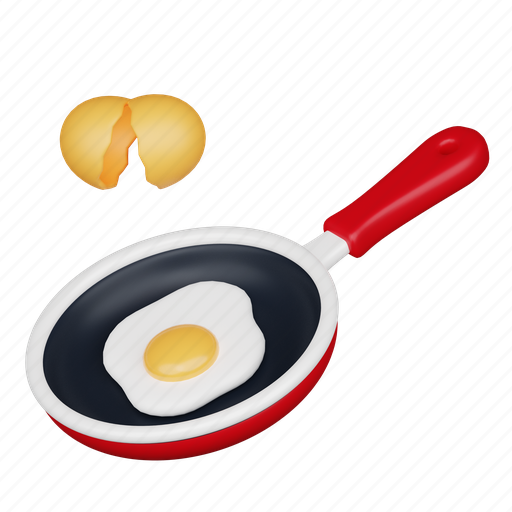 Fried, egg, breakfast, coffee, sunny side up, protein 3D illustration - Download on Iconfinder