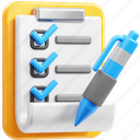 checklist, clipboard, list, document, task, paper, quality control, ballpoint, pen