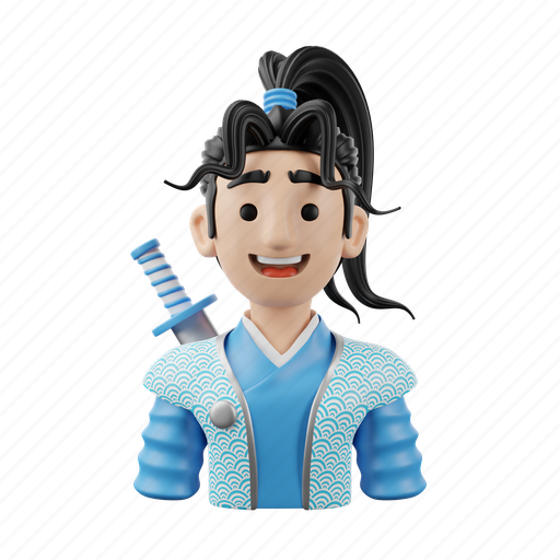 Samurai, japan, character, avatar 3D illustration - Download on Iconfinder