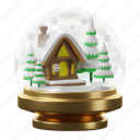 snow, globe, decoration, ornament, snow tree, hut, house, snowglobe, christmas 