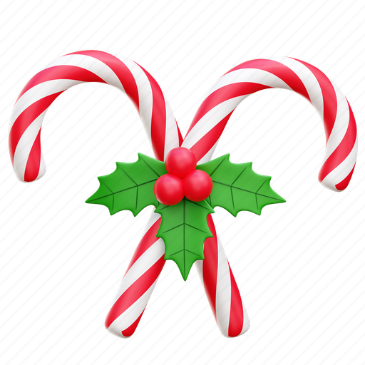Candy cane, candy, sugar, sweets, christmas 3D illustration - Download on Iconfinder