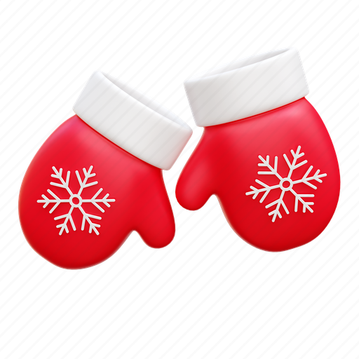 Gloves, christmas, winter, snow, decoration 3D illustration - Download on Iconfinder