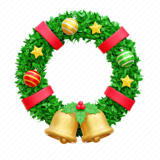 Wreath, christmas, decoration, ornament, garland 3D illustration - Download on Iconfinder