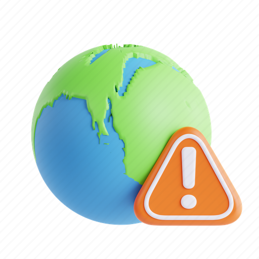 Earth, natural disaster, warning sign, alert 3D illustration - Download on Iconfinder