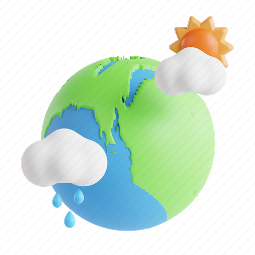 Earth globe, weather, rainy, sunny 3D illustration - Download on Iconfinder