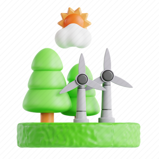 Wind energy, windmill, wind turbine, green energy 3D illustration - Download on Iconfinder