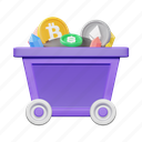 mining, results, mine, mining cart, blockchain, cryptocurrency