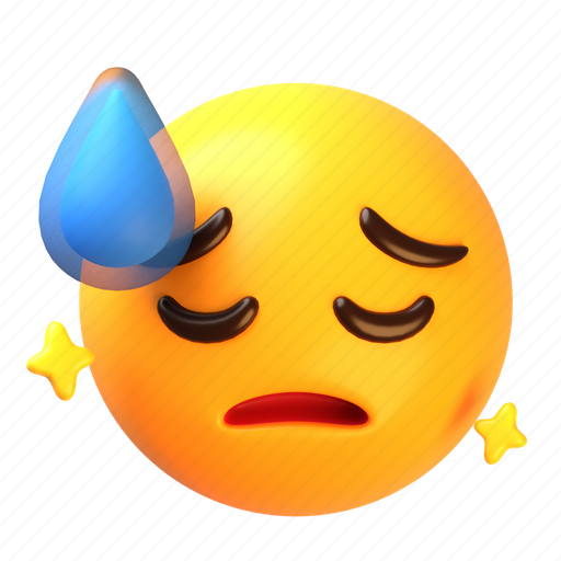 Sad, face, with, cold, sweat, emoji 3D illustration - Download on Iconfinder